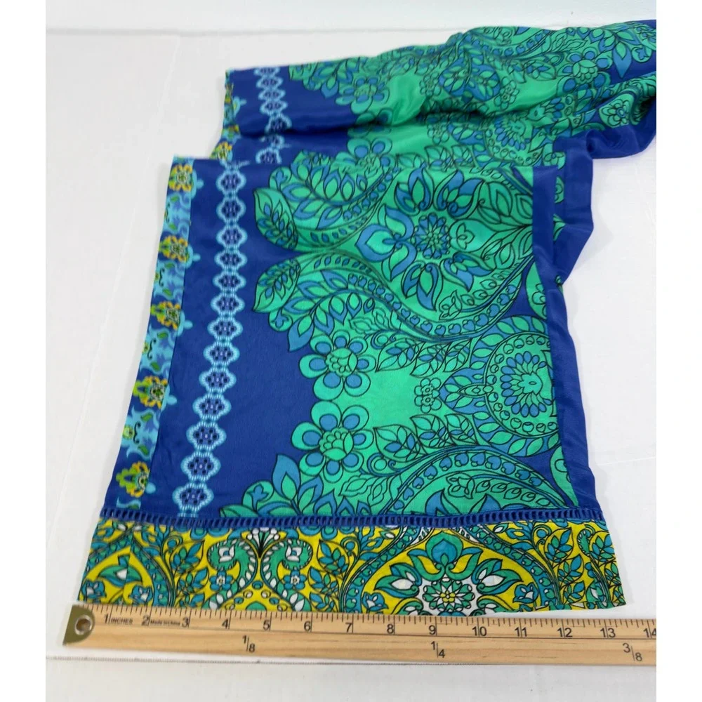 Johnny Was Diomedes Villa Silk Wide Leg Pant Blue Green Floral Med. Boho Luxury - Picture 9 of 12